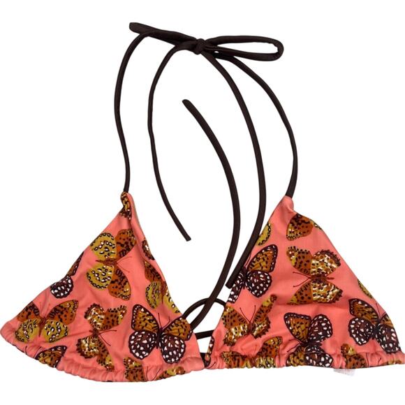 Victoria Secret Size XS Womens String Bikini Top Swim Suit Pink Butterflies - Picture 1 of 5